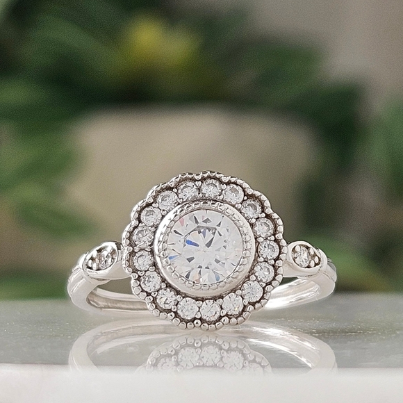 Round vintage inspired ring, 925 Sterling Silver Charmed Aroma - Picture 4 of 5